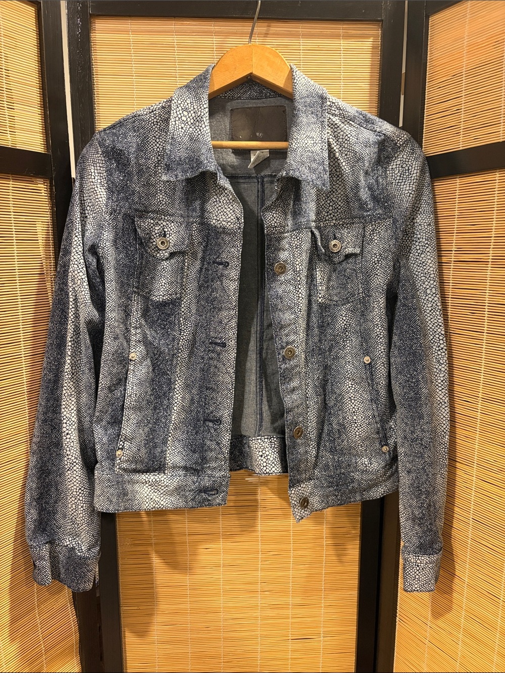 Guess Blue Textured Denim-Style Jacket